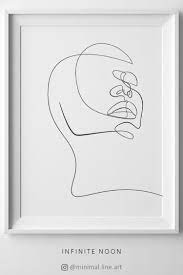 Abstract Contour Face Sketch Female One Line Drawing Etsy Line Drawing Line Art Art