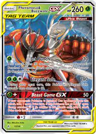 Tag team gx cards are a new pokémon tcg card type introduced in the team up! Pheromosa Buzzwole Gx Unbroken Bonds Tcg Card Database Pokemon Com