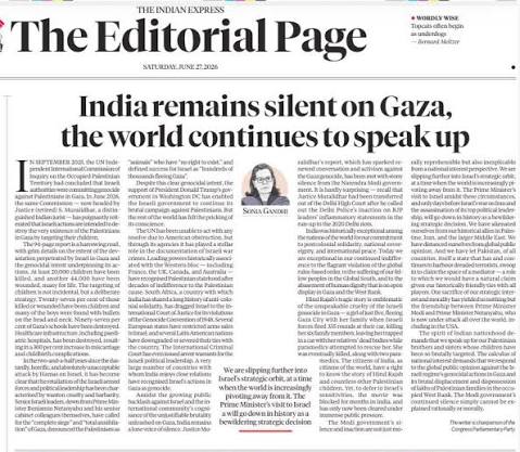 India's voice has always stood for peace, justice, and strategic autonomy.  The BJP Government's silence on the humanitarian crisis in Gaza raises  serious questions about our long-standing foreign policy principles. CPP  Chairperson