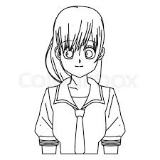 Before you start outlining, take a look at a scanned drawing of pen ink. Cartoon Girl Anime Character Outline Stock Vector Colourbox