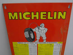 Old Plate Michelin Tire Pressure Chart 1968 France
