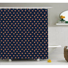Fox Shower Curtain Orange Small Forest Animal Portraits Pattern On Abstract Dotted Blue Backdrop Fabric B Small Bathroom Remodel Small Bathroom Bathroom Sets
