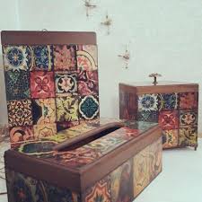 سطل و جای دستمال چهارخانه ترنج Home Decor Decor Decorative Boxes