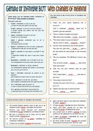 Gerund And Infinitive With Changes Of Meaning English Esl Worksheets For Distance Learning And Physic In 2020 English Grammar Learn English English Language Learning