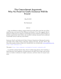 Pdf The Concealment Argument Why No Proof For God S Existence Will Be Found