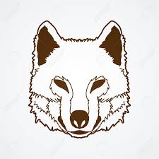 オオカミの顔正面概要グラフィック ベクトル。のイラスト素材・ベクター Image 66643872