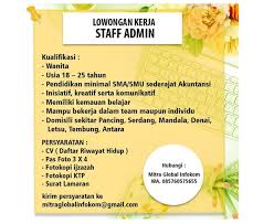 Lowongan kerja pabrik di tembung. Lowongan Kerja Terbaru Sma Medan Staff Admin November 2019 Mitra Global Inokom Lowongan Kerja Sma Smk D3 S1 Agustus 2021