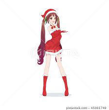 Anime manga girl dressed in Santa Claus costume - Stock Illustration  [45001740] - PIXTA