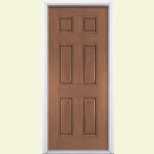 These premium fiberglass doors from steves & sons have been developed to simulate cherry, mahogany, knotty alder or fir grained wood. Masonite 36 In X 80 In 6 Panel Caramel Mahogany Grain Textured Fiberglass Prehung Front Door With Brickmold 26502 The Home Depot