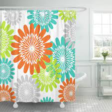 See more ideas about teal, bath n body works, orange throw pillows. Cynlon Green Girly Flower Stencils Lime Orange Turquoise Teal Bathroom Decor Bath Shower Curtain 66x72 Inch Walmart Com Walmart Com