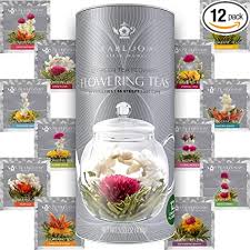 Maybe you would like to learn more about one of these? Amazon Com Teabloom Flowering Tea 12 Unique Varieties Of Fresh Blooming Tea Flowers Hand Tied Natural Green Tea Leaves Edible Flowers 12 Pack Gift Canister 36 Steeps Makes 250 Cups Grocery Gourmet Food