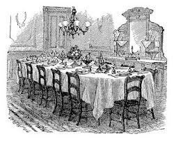 Black And White Dining Table Clipart Antique Images Vintage Graphic Of Victorian Dining Table Black And White Illustration O Victorian Table Setting Dining Room Victorian Victorian Dining Tables