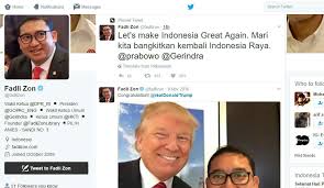 Our country adopts a presidential system, so the authority is in the hands of the president. Politician Trump Fanboy Fadli Zon Tweets Let S Make Indonesia Great Again Coconuts Jakarta