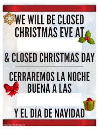 Closed christmas eve and christmas day. Holiday Signs Usa Business Holiday Closing Signs