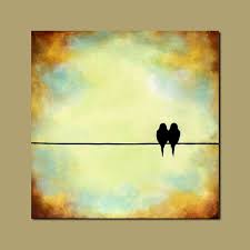 Two Birds On A Wire Painting Large Wall Art Birds On A Wire Painting On By Contemporaryearthart 275 00 Art Painting Art Painting