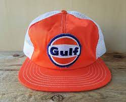 Vintage 80s Gulf Oil Gas Mesh Orange Trucker Hat Snapback Baseball Cap Canada Hats Hats Snapback Hats Vintage