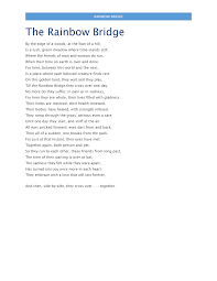 47 rainbow bridge poems ranked in order of popularity and relevancy. Http Alvaradoveterinaryclinic Com Wp Content Uploads 2015 02 Loss Of A Pet The Rainbow Bridge1 Pdf
