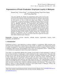 Contact deruk melodic on messenger. Pdf Expressions Of Fresh Graduates Employee Loyalty In Malaysia