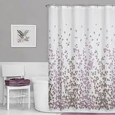 Maytex Leaf Print Fabric Shower Curtain In Purple Gray Shower Curtains Purple Shower Curtain Fabric Shower Curtains
