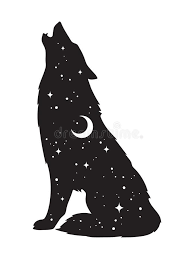 Download 1,300+ royalty free howling wolf silhouette vector images. Silhouette Of Wolf With Crescent Moon And Stars Isolated Sticker Black Work Print Or Flash Tattoo Design Vector Spirited Art Wolf Silhouette Silhouette Art