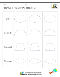 Basic 3d shapes in kindergarten are cone, cylinder, cube, and sphere. Shape Tracing Worksheets Kindergarten