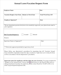 Annual Leave Vacation Request Form Time Off Request Form Ms Word Return To Work