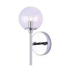 Damari 1-Light Chrome Wall Sconce with Clear Glass Shade IWF667B01CH9 Canarm