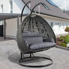 bungalow rose mccree double hanging swing chair with stand swinging chair porch swing chair hanging swing chair