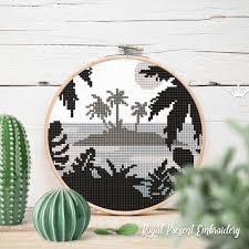 Free stitched embroidery landscapes full day workshop. Island Landscape Free Cross Stitch Machine Embroidery Design Royal Present Embroidery Machine Embroidery Designs Online