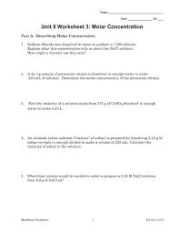 Learn vocabulary, terms and more with flashcards, games and other study tools. Unit 8 Worksheet 3 Molar Concentration