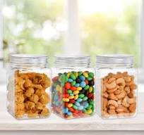 Bekith 16 Pack Clear Plastic Jars With Screw On Lids, 16 OZ Airtight  Containers for Food Storage, Refillable Square Empty Plastic Storage Jars  for Dry ...