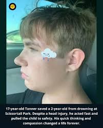 This is my friend's 17 year old nephew, Tanner. Yesterday he was enjoying a  day at Scissortail Park with his mother and younger siblings when he  noticed a person struggling in the