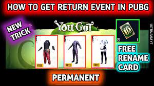 How To Get Return Mission In Pubg Mobile Get Free Rename Card In Pubg Mobile Return Reward Pubg Youtube