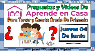 Propósitos para el estudio de las ciencias naturales en la educación básica. Preguntas Y Videos Para Tercer Y Cuarto Grado De Primaria Del Programa Aprende En Casa Por Tv Y En Linea Del Jueves 04 De Junio Material Educativo