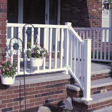 Veranda Traditional 6 Ft X 36 In White Polycomposite Stair Rail Kit Without Brackets 73003988 The Home Depot Outdoor Stair Railing Stair Railing Kits Stair Kits