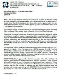 Volcanoph info can help the public have the right information to make the right decisions, as remarked…. Phivolcs Dost On Twitter Read Eruption Update For Taalvolcano 13 January 2020 04 00pm
