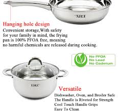 'pots, saucepans, and other cooking implements were mostly cast from bronze.' 'strain the cooking juices into a saucepan and boil to reduce by half.' 'heat a couple of tablespoons of olive oil in a wok. Ehz Cookware Set Stainless Steel Pots Composite Bottom Saucepan Saute Steak Pan Non Stick Fry Pan With Lids Kitchenware Set 5pcs Cookware Sets Aliexpress