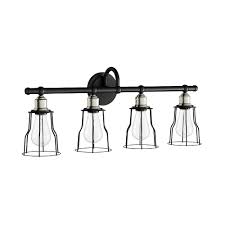 Home depot vanity lighting black. Home Decorators Collection Rallino 4 Light Vanity Light With Metal Cage Shades In Matte Bl The Home Depot Canada