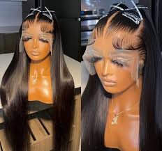 13x5x1 Long Straight Black Lace Front Wig For Women Pre Plucked Glueless 32  inch