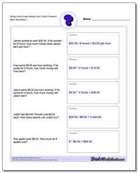 4th grade language arts worksheets. Multiplication And Division Money Word Problems