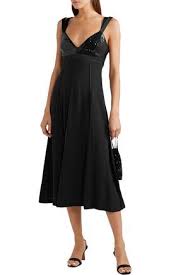 Grey Jason Wu Cutout Sequined Satin Trimmed Twill Midi Dress In Black Modesens Elegant Black Dress Dresses Midi Dress