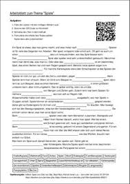 Arbeitsblatt Mit Luckentext Zum Thema Spiele Arbeitsblatter Unterricht Schule Thema