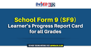 This form is a u.s. School Form 9 Sf9 Learner S Progress Report Card For All Grades