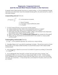 Compound Interest Worksheet Answers Pound Interest Problems Compound Interest Worksheets Answers