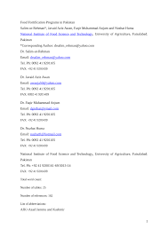 Otherwise known as the food . Pdf Food Fortification Programmes In Pakistan