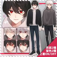 TRPG立ち絵セット3_私服差分】銀髪 黒髪 男子高校生 少年 カジュアル 冬服