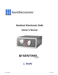Elsafe's infinity ii series introduces, a new . Sentinel Electronic Safe Manualzz