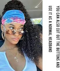 Efdagsad Boho Button Headband Women Wide Mask Hair Band with Button Boho  Elastic Sports Headwear Yoga Ear Saver Hair Band Workout Headwrap (F) : Buy  ...