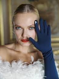 Blue 2025 evening gloves