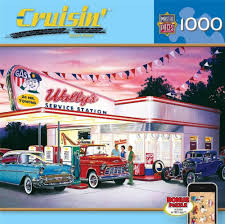 The yorkshire jigsaw store is located in easingwold, north yorkshire. New Jigsaw Puzzle 1000 Piece Masterpieces Cruisin Wally S Service Station Cars Cruisin Service Station Cottage Puzzles